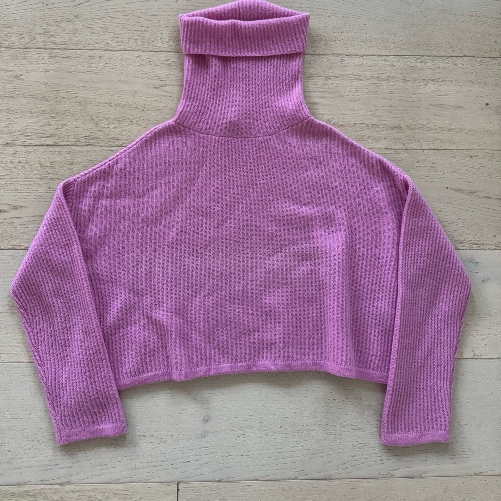 Miason Ullens pink Cashmere blend Knit turtleneck crop Sweater Size Small